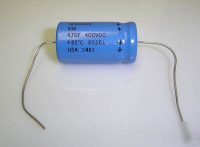 400V-47UF axial lead capacitor sprague 530 - 85C 5 pcs 