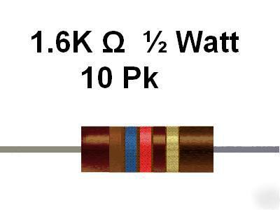 1.6K ohm 1/2 watt 5% carbon comp resistors (10PCS)