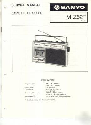 Sanyo original service manual cassette recorder MZ52F