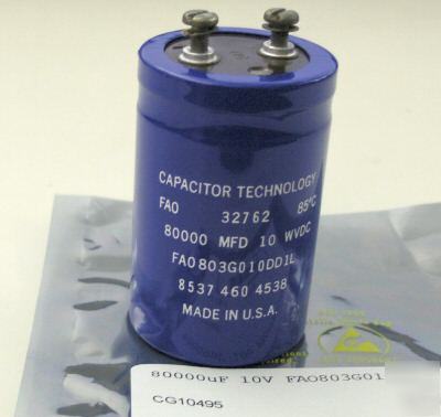 80,000MFD 10WVDC electrolytic capacitor - 100 pieces