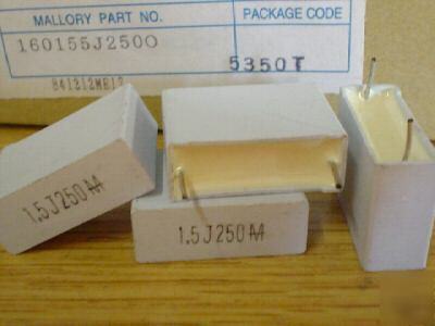 New 50 mallory 250V 1.5UF box mylar capacitors 
