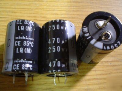 New 25 nichicon 250V 470UF mini snap in capacitors 