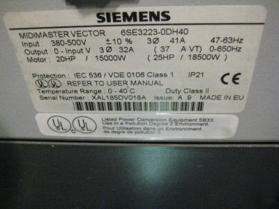 Siemens midimaster vector 6SE3223-5DH40 20HP 20 hp