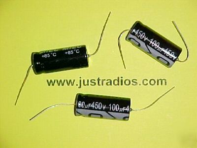 10 axial electrolytic capacitors - 100UF at 450 volts