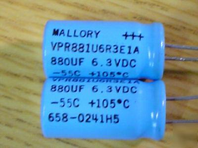 25PCS mallory 6.3V 880UF low esr 105C radial capacitor
