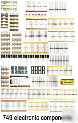 New 749 electronic del diodes transistors capacitors ic