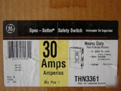New ge 30 amp/ 600 vac disconnect switch THN3361 * *