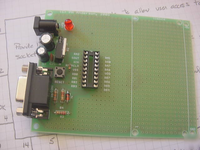 Prototyping board for a picaxe-18X (assembled)