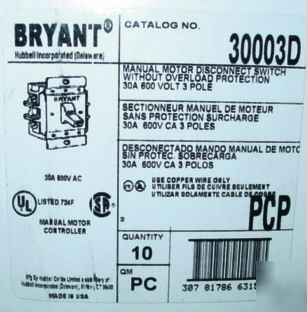 Bryant manual motor starting switch # 30003D