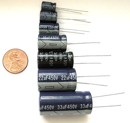 New radial electrolytic assorted capacitors 450V stock