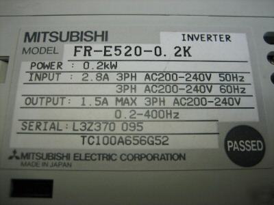 Mitsubishi/freqrol fr-E520-0.2K ac inverter drive E500