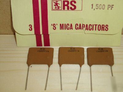 New pack OF3 rs 1,500PF 's' mica vintage capacitors - 