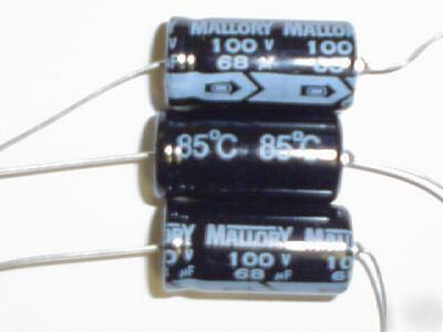 New 100 pcs 100V 68UF mallory axial capacitors 