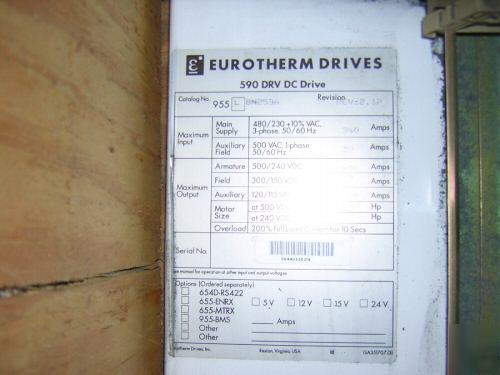 Eurotherm drives, 250 hp, 590 link series, unused