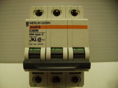 Merlin gerin multi 9 C60N circuit breaker 24474 63A 480
