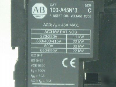 Allen-bradley 45 amp iec contactor 100-A45NA3