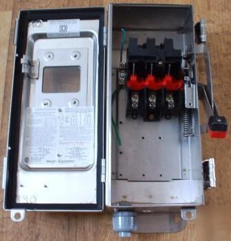 Square d hd 30A enclosed switch HU361DS ststeel - used
