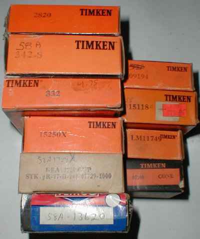 10 lot assorted timken tapered roller bearings & cups