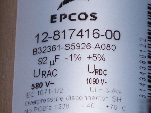 Epcos met film capacitor 580 vac 1090 vdc 0,04 92 uf