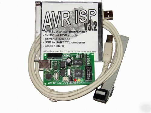 4-in-1 atmel avr isp programmer with 7-socket dip board