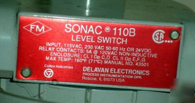 Delavan sonac 110B level switch; *A8