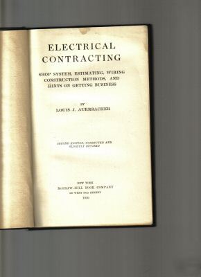 Electrical contracting by louis j auerbacher 1910 hc