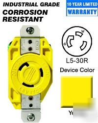 Leviton L5-30R locking flush receptacle-yellow 26CM-10