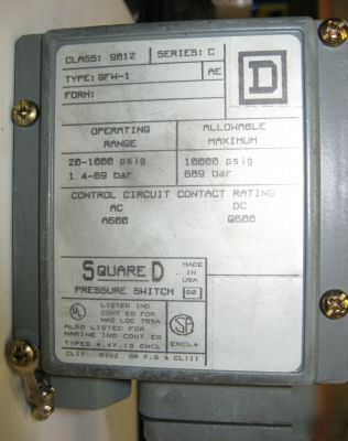 New square d pressure switch (9012-ADW3-S26-54) - 