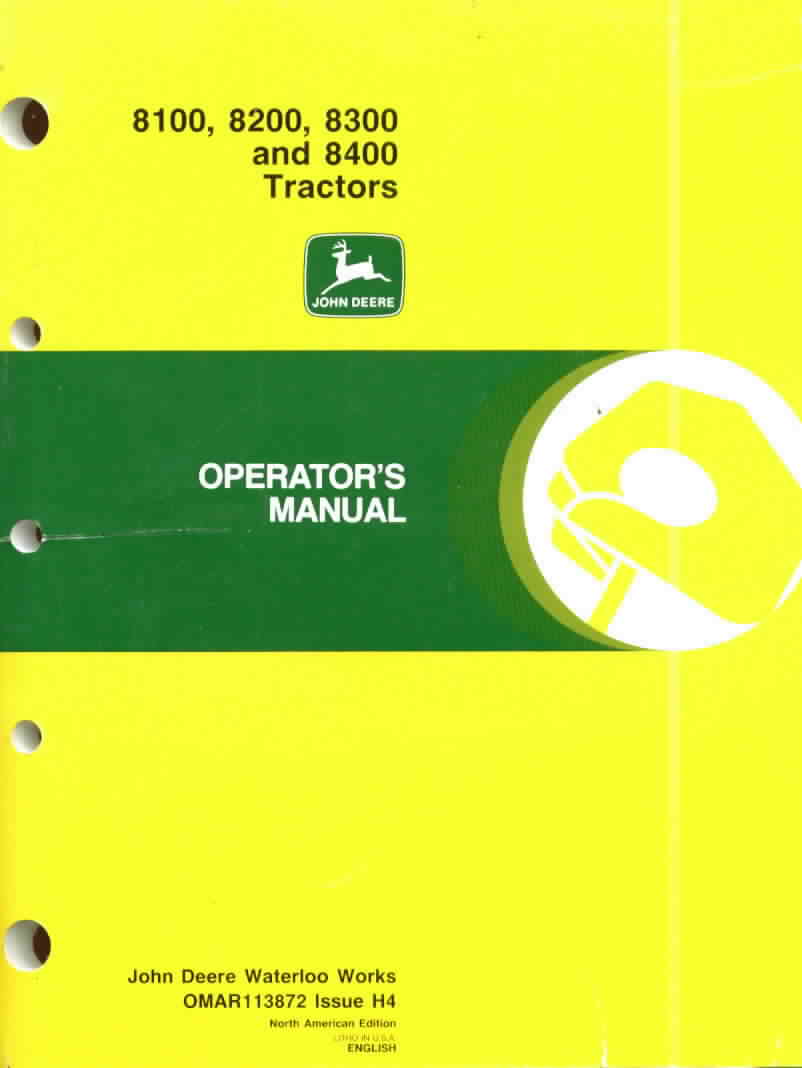 John deere operator's manual 8100 8200 8300 tractor g