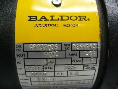 Baldor dcpm industrial electric motor, 1/15 hp 19.6RPM