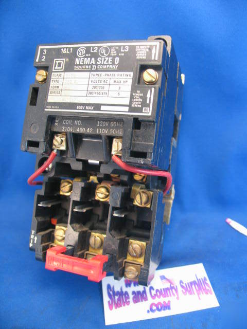 Size 0 square d 5HP @ 575V starter 8536 SB0 2 120V coil