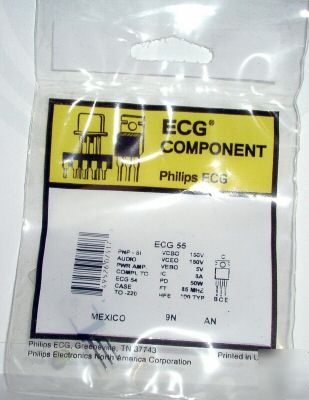 New ECG55 NTE55 pnp transistor audio power amp surplus 