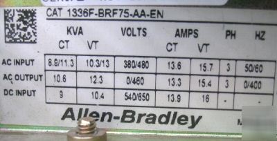 Allen-bradley 1336 plus ii adjustable freq ac drive