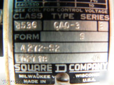 Square d nema 1 class 8536 10 hp max motor starter