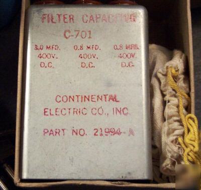 Mallory capacitors filter tubes fuses asst'd components