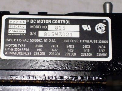 New bodine type fpm adjustable speed and torque control 