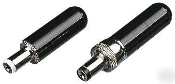 Professional dc power plug 2.1MM black push fit, rohs