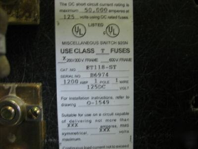 Boltswitch ET118-st 1200 amp battery disconnect switch
