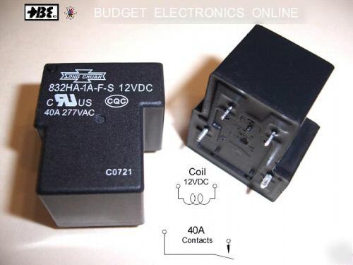 Song chuan 12VDC 40A sp-no sealed relay ( 2-pack )