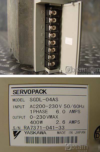 Yaskawa sgdl-04AS servopack ac 0 - 230V 400W 
