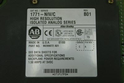 Allen bradley 1771-niv - hi-res analogue input module