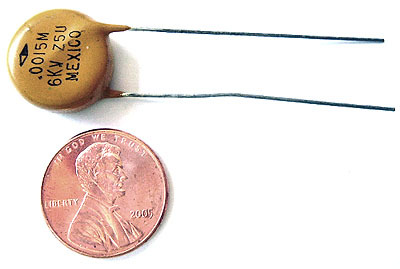 High voltage ceramic disc capacitor ~ .0015UF 6000V 10