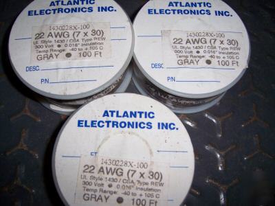 300 feet UL1430 hook up wire 22 awg stranded gray