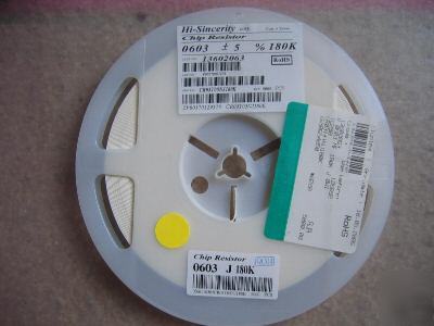 Smd 0603 180K ohm resistor 5% qty 5000 pieces msrp $49