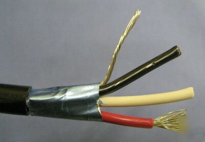 100 ft black 16 gauge 3 conductor foil shield wire 16/3