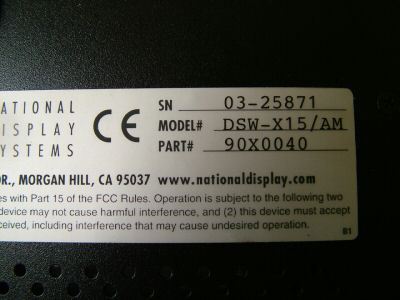National display systems 15IN monitor dsw-X15/am amat
