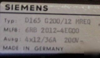 Siemens simoreg axis drive D165 G200/12 #6RB 2012-4EG00