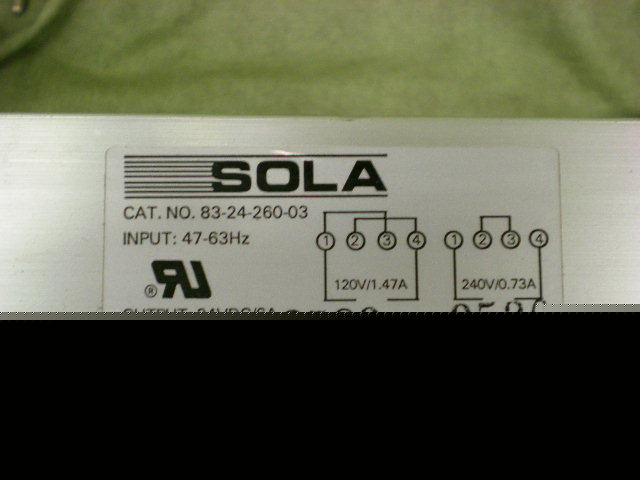 Sola power supply cat. no. 83-24-260-03