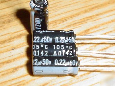 New 200 nichicon 50V .22UF hi-temp radial capacitors 