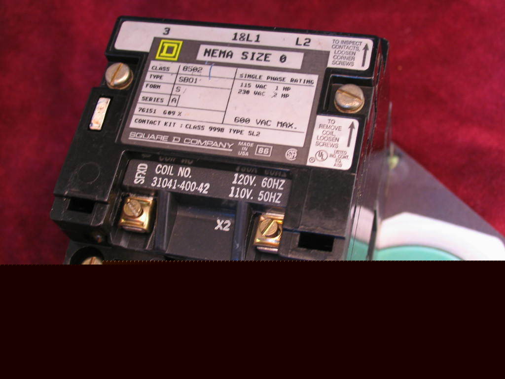8502-SB01 square d 120V contactor nema size 0